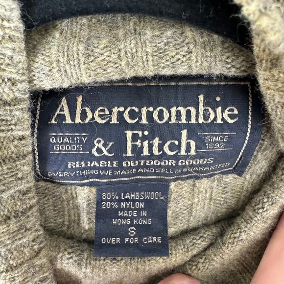 Abercrombie & Fitch VTG Wool Turtleneck Sweater Knit Elbow Patch Mens Small - Picture 7 of 7